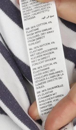 Fat Face Women’s White Navy Stripe 3/4 Sleeve Cotton T-Shirt Size 12