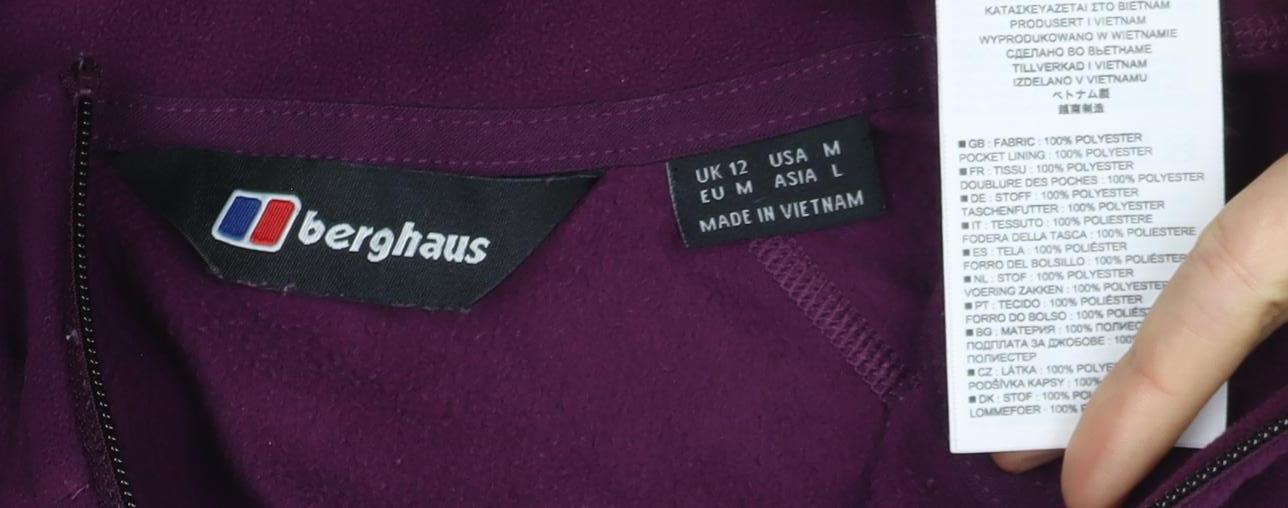 Berghaus Women’s Purple Fleece Jacket Size 12 Full Zip Outdoor