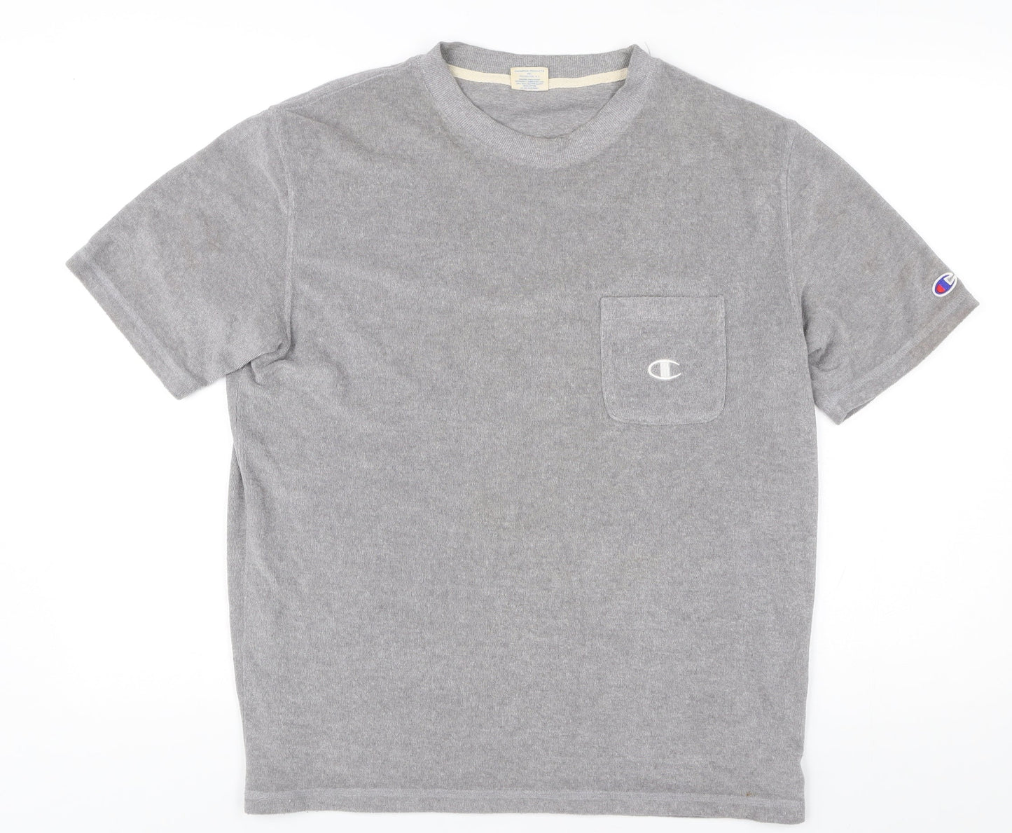 Champion Men's Grey Medium Crew Neck Short Sleeve Pocket T-Shirt