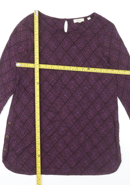 Fat Face Womens Purple Geometric Tunic Blouse UK 6 Cotton Modal