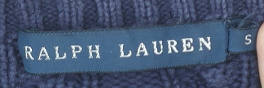 Ralph Lauren Women’s Blue Cotton Cable-Knit Jumper Size S