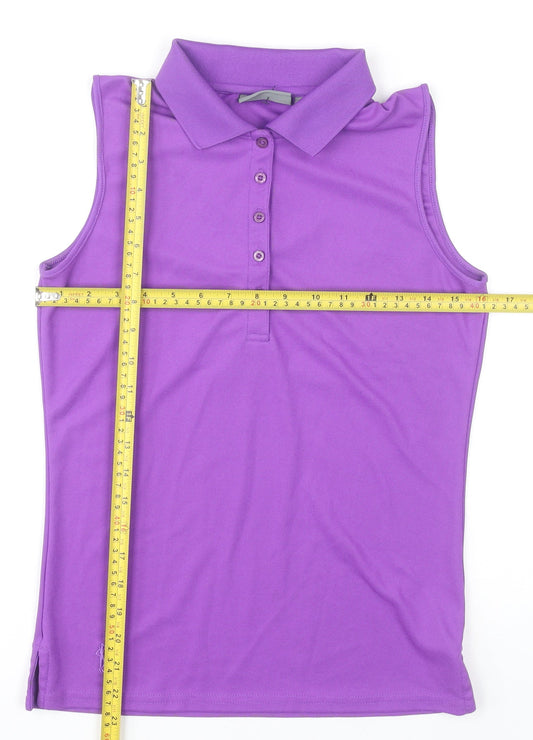 Glenmuir Womens Purple Sleeveless Polo Shirt Size S Polyester
