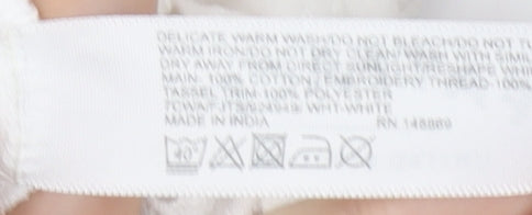 Fat Face Women’s White Cotton Embroidered Tunic Blouse UK 8