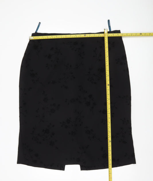 Essence Women’s Black Size 22 Pencil Skirt Floral Lined Knee Length