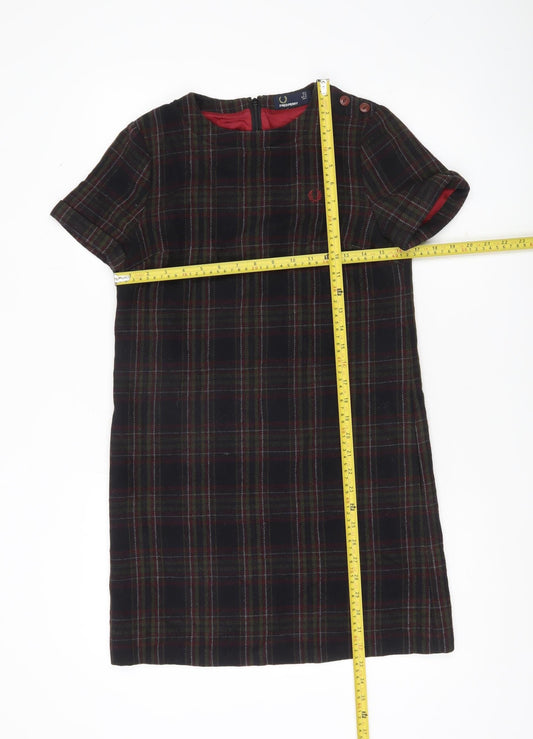 Fred Perry Women's Multicoloured Check Shift Dress Size 8 Short Sleeve