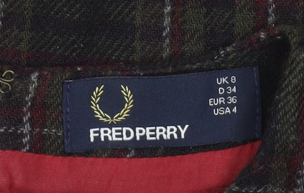 Fred Perry Women's Multicoloured Check Shift Dress Size 8 Short Sleeve