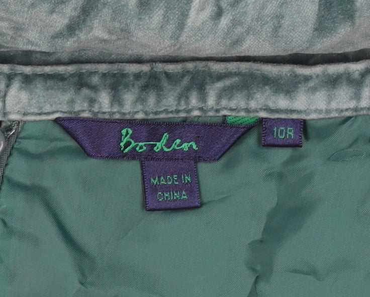 Boden Women’s Green Cotton Velvet A-Line Midi Skirt Size 10
