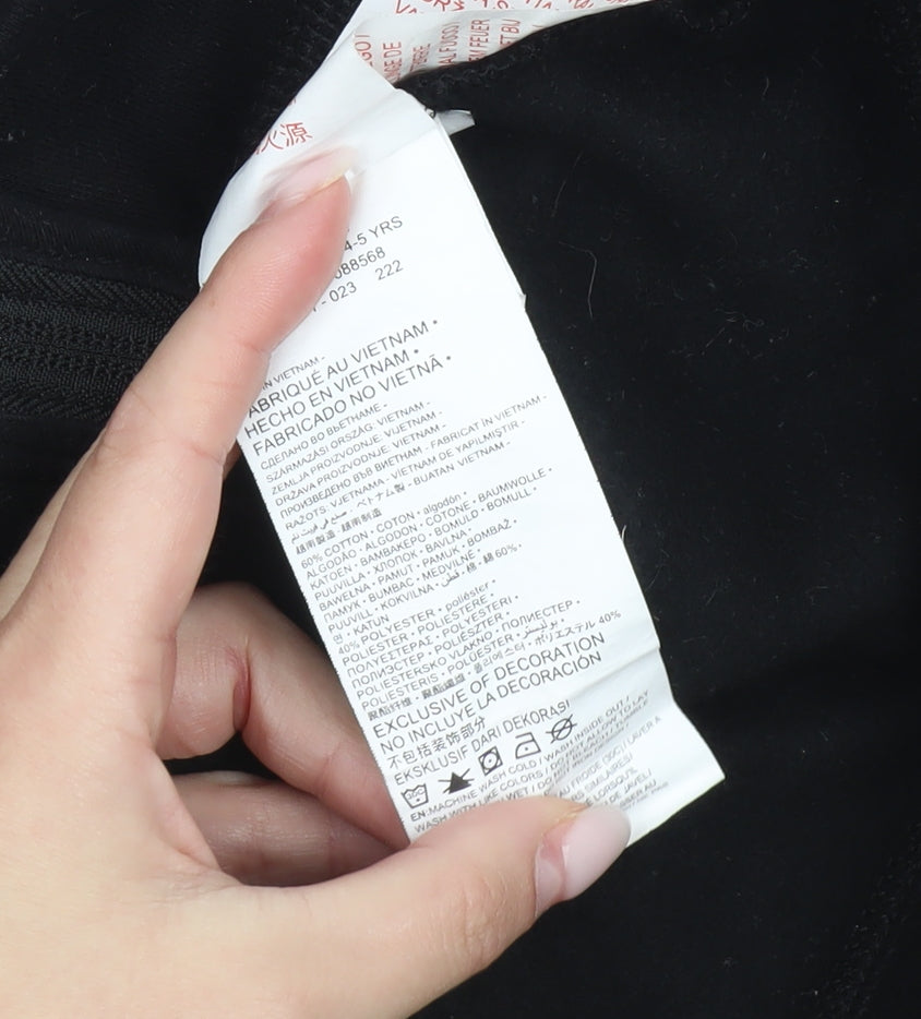 Nike Boys Black Full Zip Hoodie 4-5 Years Cotton Blend Logo