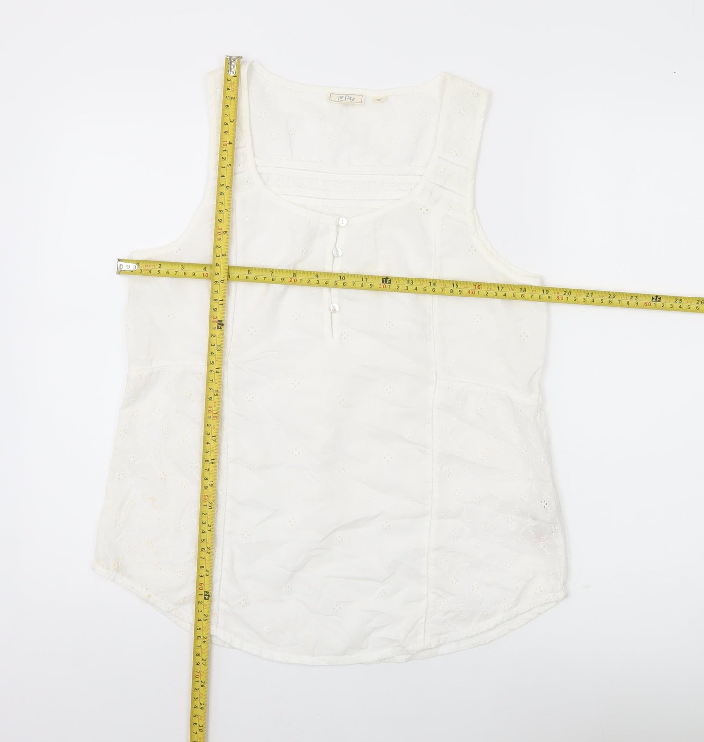 Fat Face Women’s White Cotton Tank Top UK 12 Summer Casual