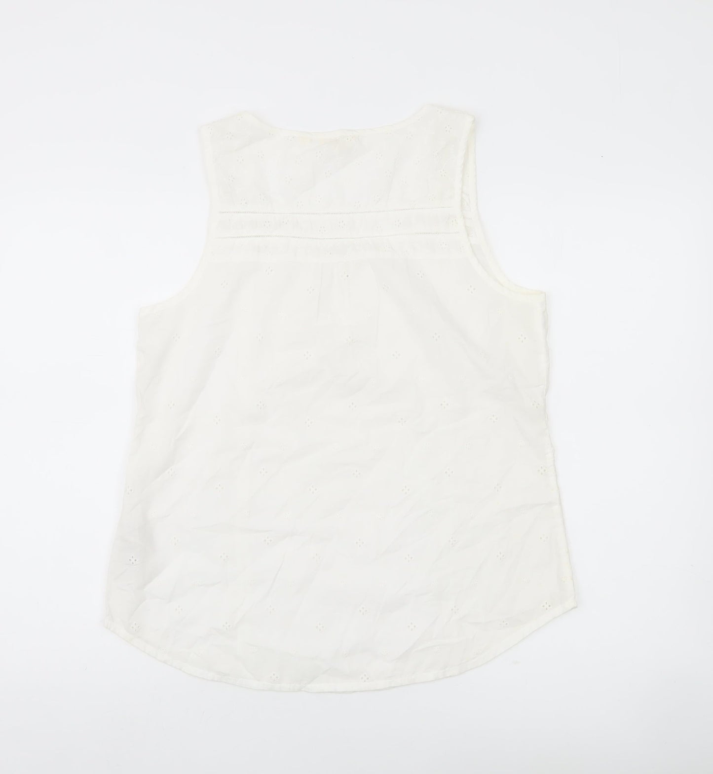 Fat Face Women’s White Cotton Tank Top UK 12 Summer Casual