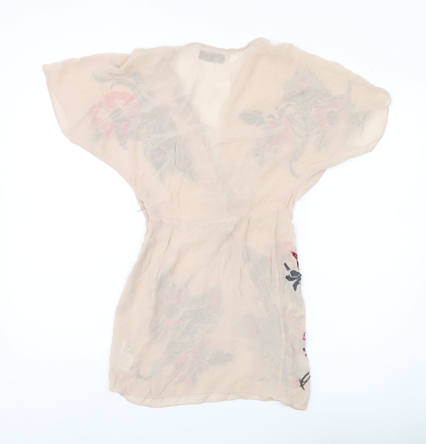 AllSaints Women’s Beige Silk Floral Tunic Blouse Size 8