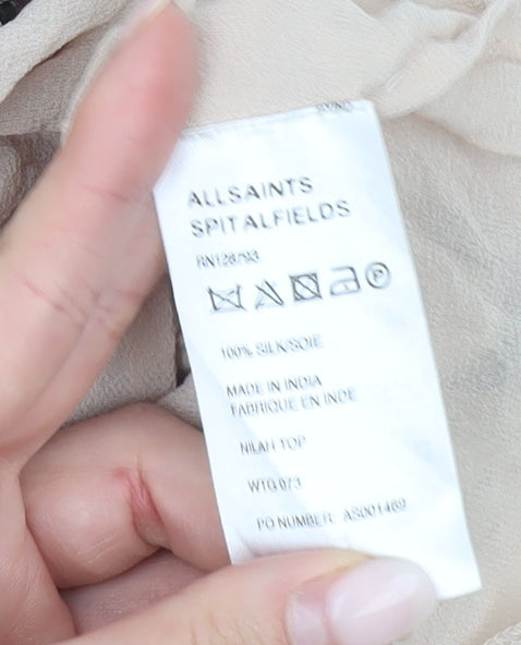 AllSaints Women’s Beige Silk Floral Tunic Blouse Size 8