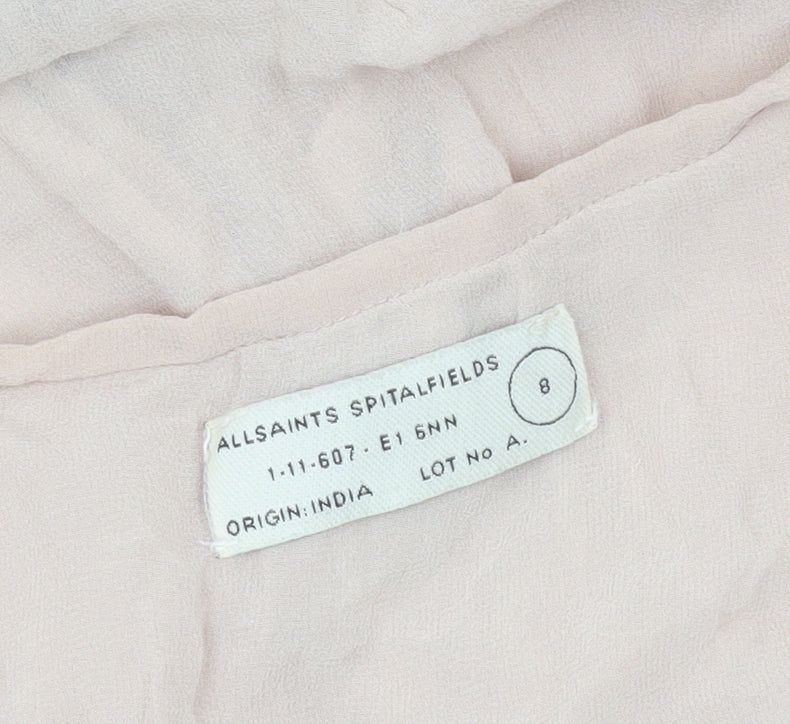 AllSaints Women’s Beige Silk Floral Tunic Blouse Size 8