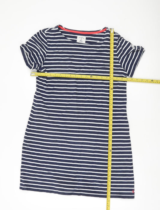 Joules Womens Blue Stripe T-Shirt Dress Size 16 Cotton Casual Nautical