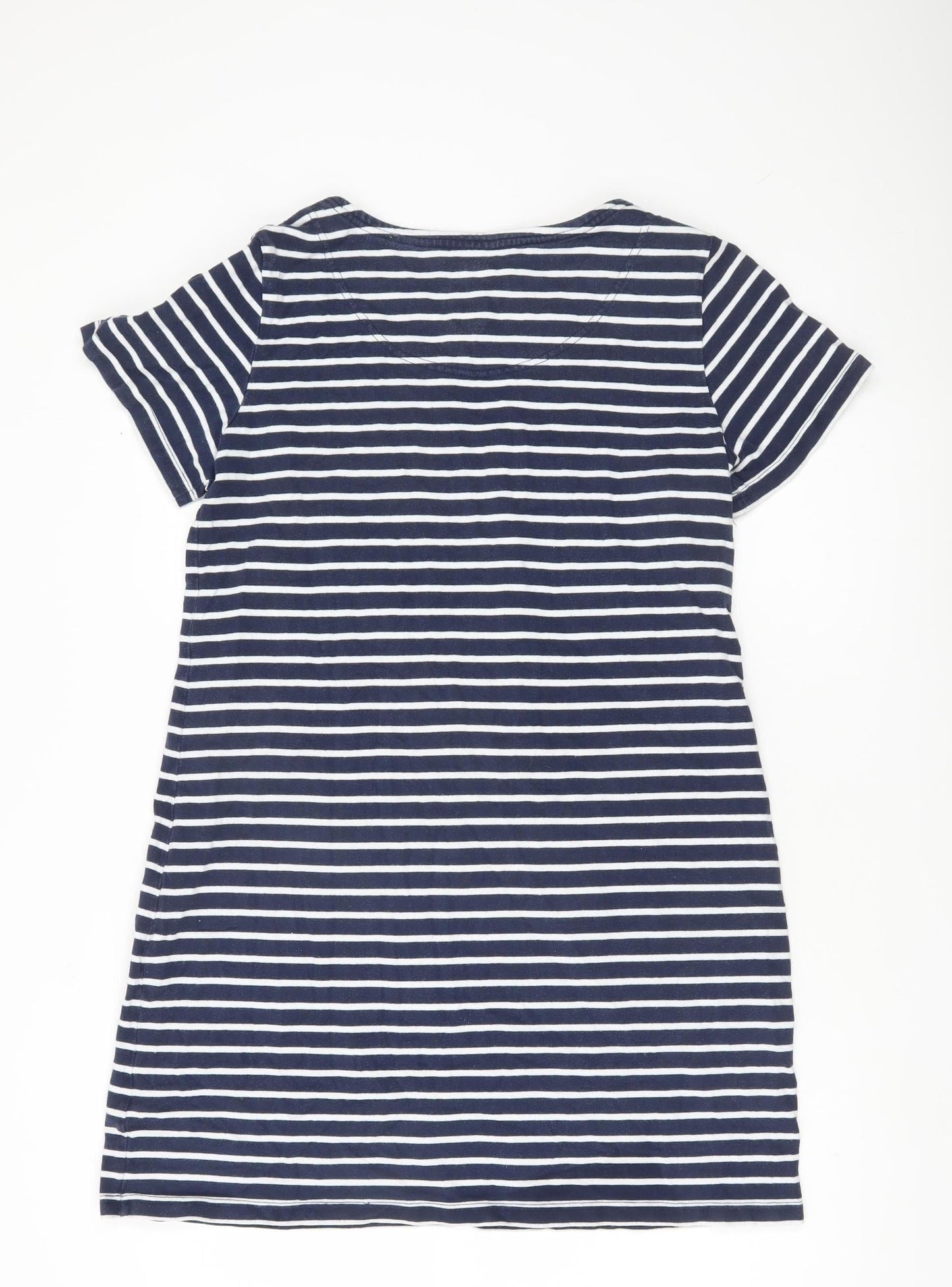 Joules Womens Blue Stripe T-Shirt Dress Size 16 Cotton Casual Nautical