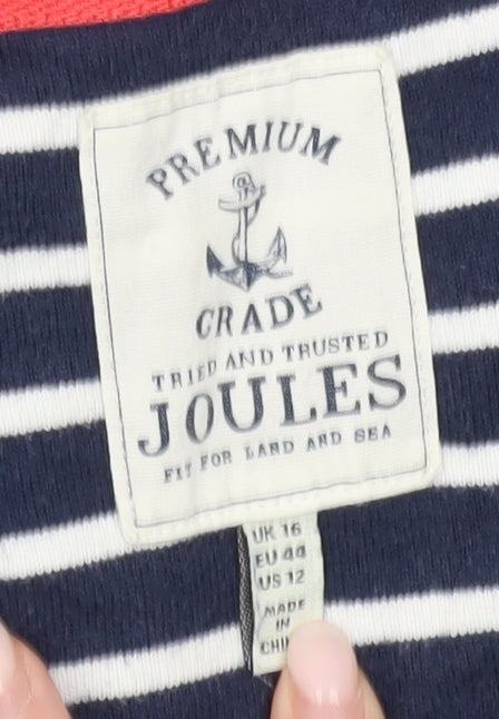 Joules Womens Blue Stripe T-Shirt Dress Size 16 Cotton Casual Nautical