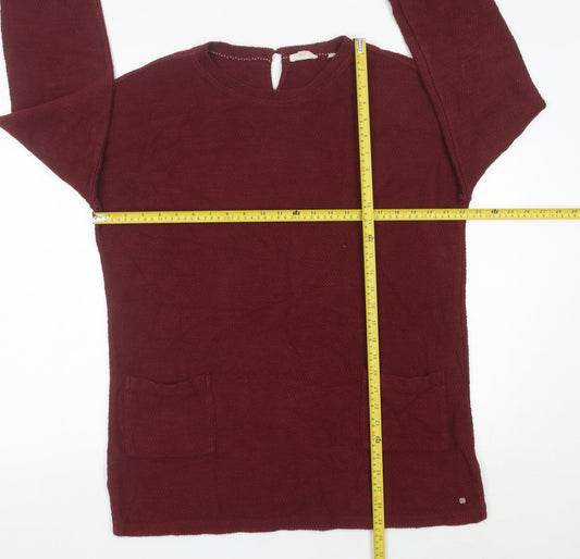 Fat Face Womens Red Cotton Blend Tunic Jumper UK 12 Long Sleeve