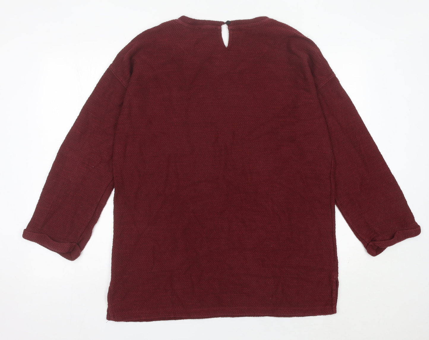 Fat Face Womens Red Cotton Blend Tunic Jumper UK 12 Long Sleeve