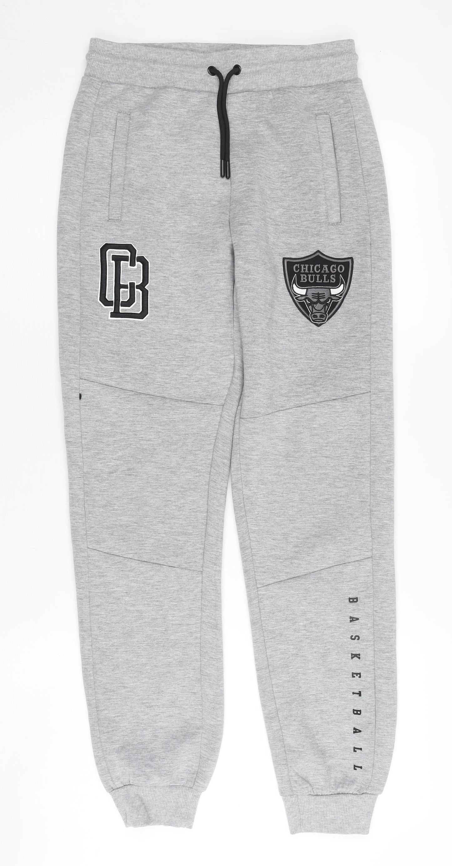 NBA Boys Grey Chicago Bulls Jogger Sweatpants 12-13Y Basketball Activewear