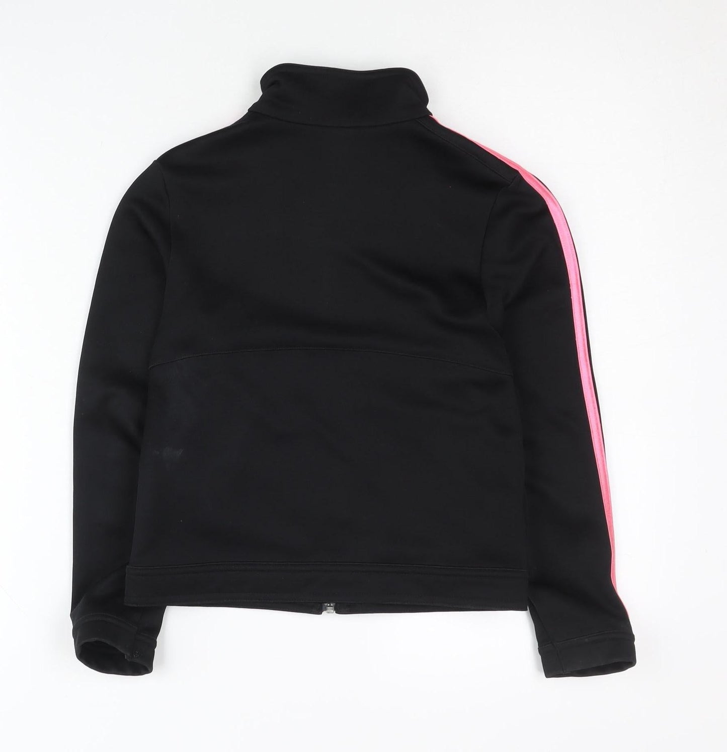 Adidas Girls Black Pink Track Jacket Size 28/30 Full Zip Sportswear