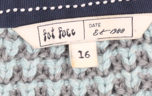Fat Face Women’s Grey Cotton Acrylic Crew Neck Jumper Size 16