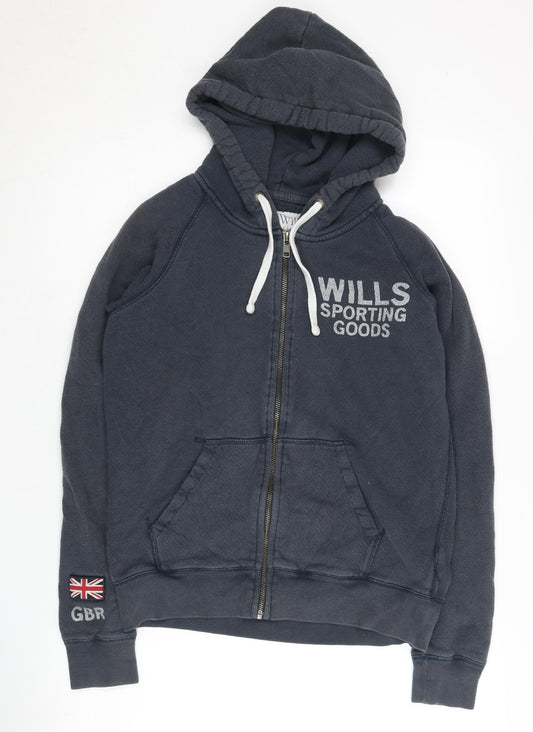 Jack Wills Women’s Navy Full Zip Hoodie UK 10 Cotton Casual