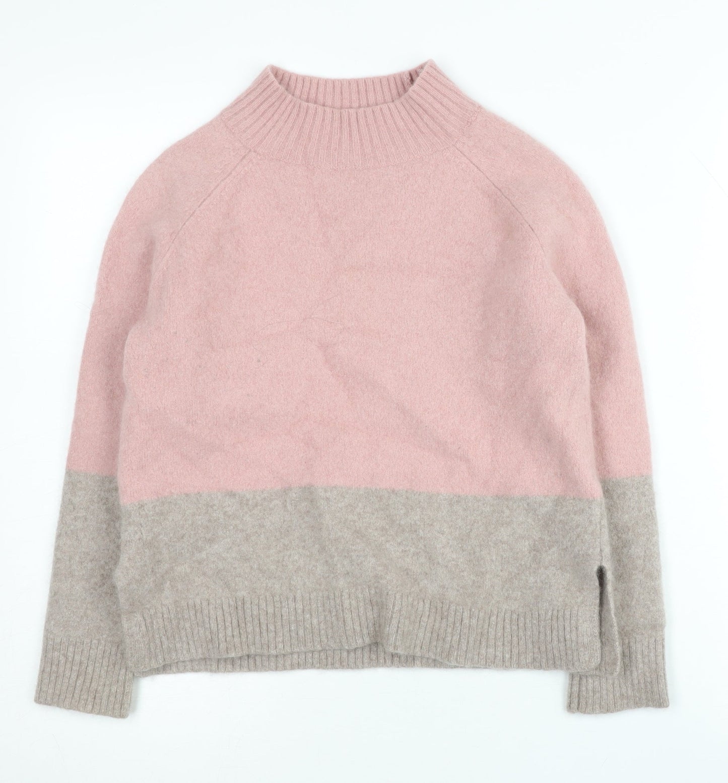 FatFace Women's Pink Cashmere Jumper UK 12 Mock Neck Long Sleeve