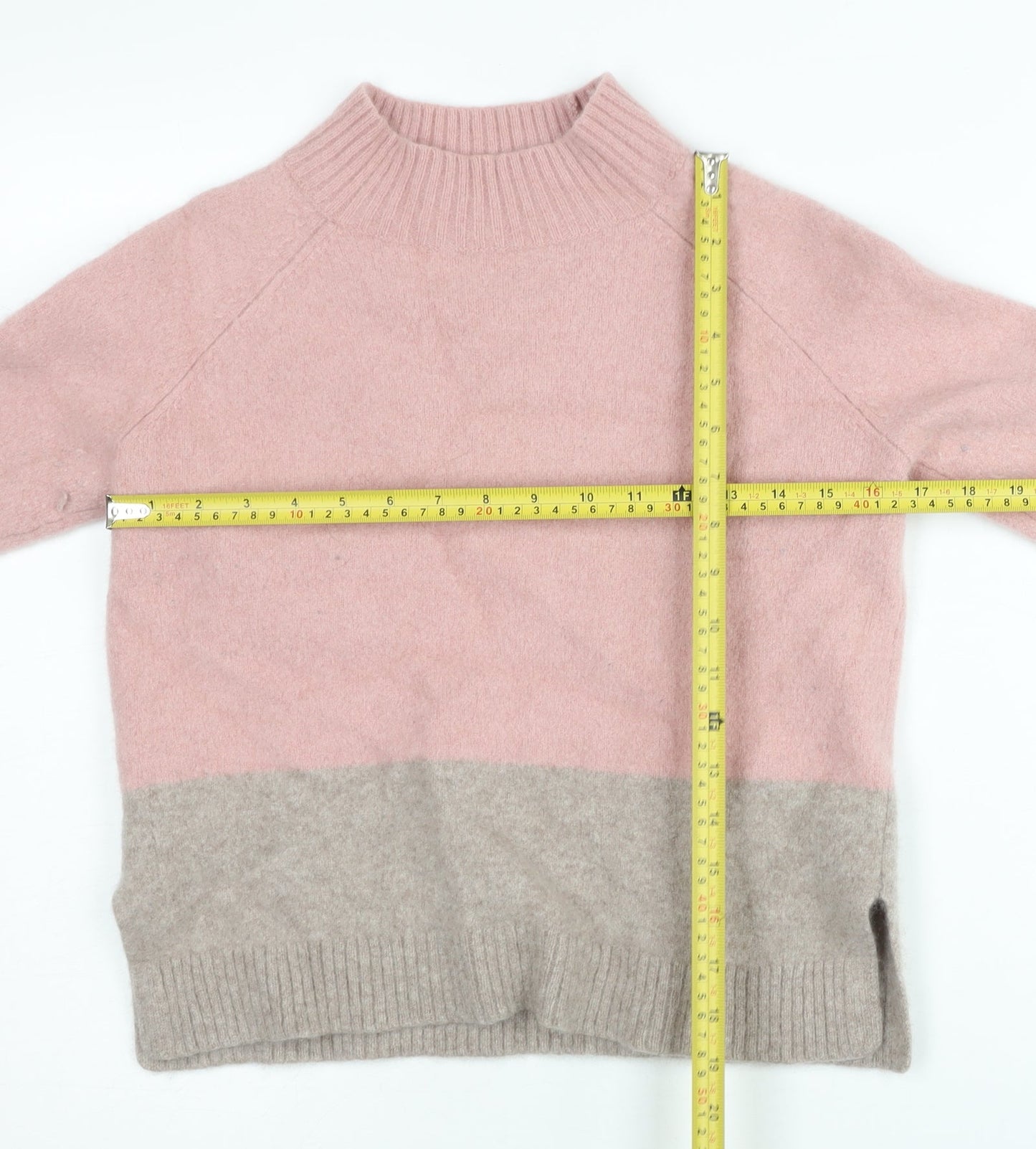 FatFace Women's Pink Cashmere Jumper UK 12 Mock Neck Long Sleeve