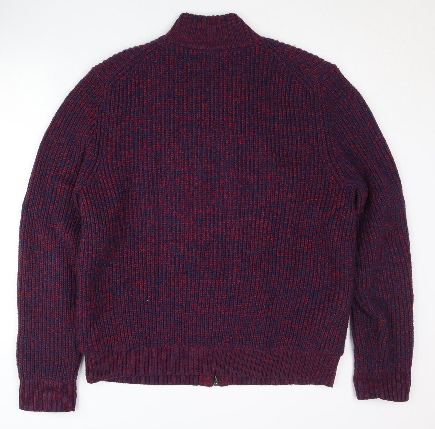 Lands' End Mens Blue Wool Blend Full Zip Knit Jacket Size L