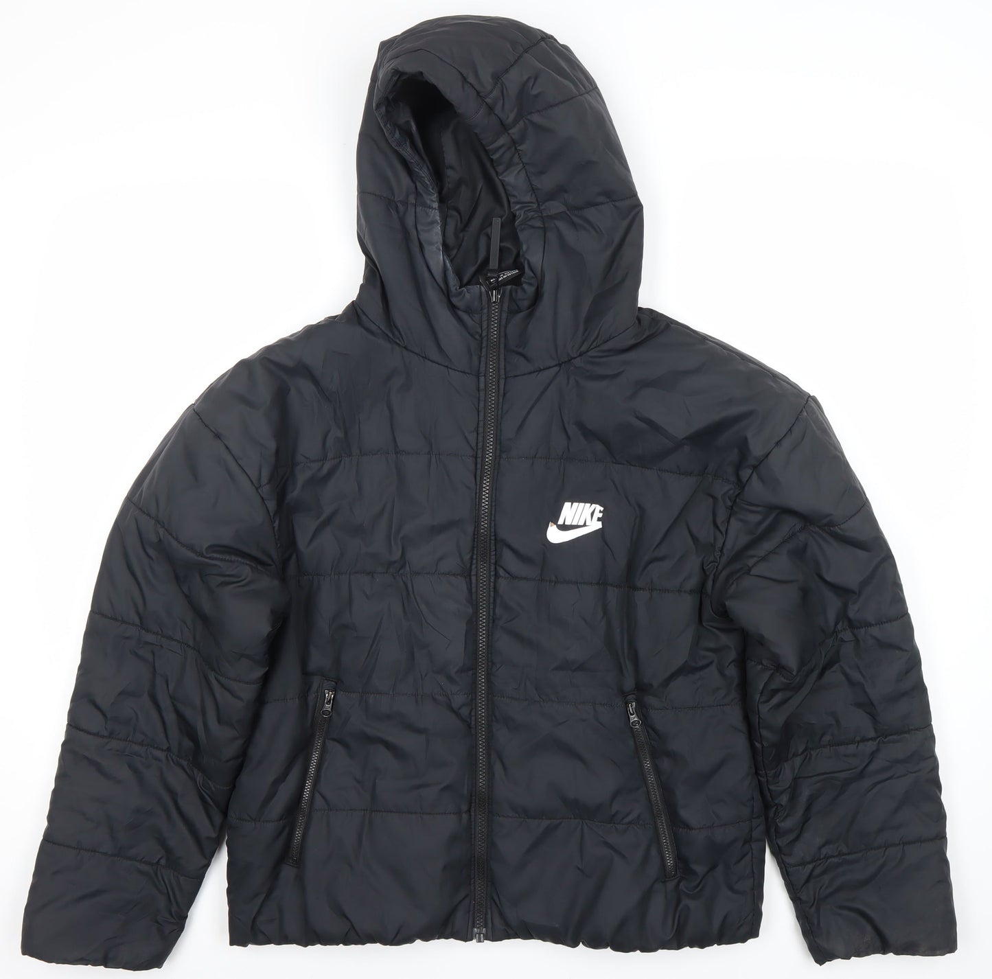 Nike Men's Black Small Puffer Jacket Hooded Winter Coat