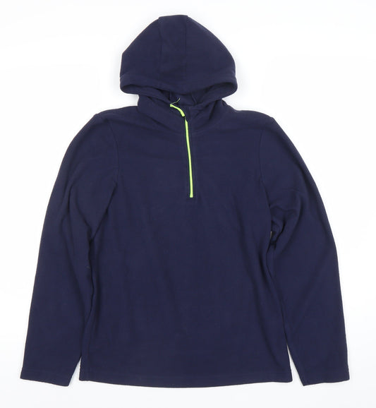 Mountain Warehouse Boys Blue Fleece Hoodie 13YRS 1/4 Zip Outdoor