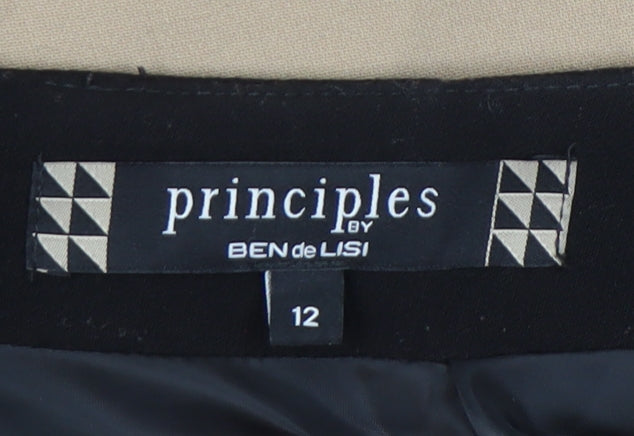 Additional view of Principles by Ben de Lisi Women’s Black Beige Striped Pencil Skirt, size UK 12