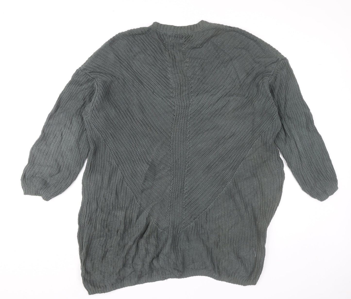 Fat Face Women’s Green Cotton Chunky Knit V-Neck Jumper Size 20