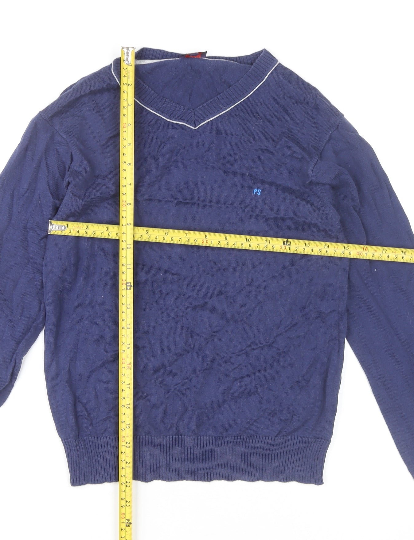 Paul Smith Boys Blue Cotton V-Neck Jumper 14 Years Pullover Knitwear