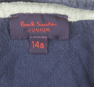 Paul Smith Boys Blue Cotton V-Neck Jumper 14 Years Pullover Knitwear