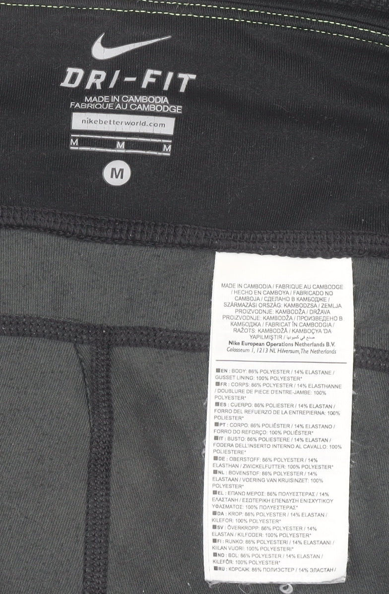Nike Womens Black Cropped Dri-FIT Leggings M Slim Fit Running Yoga