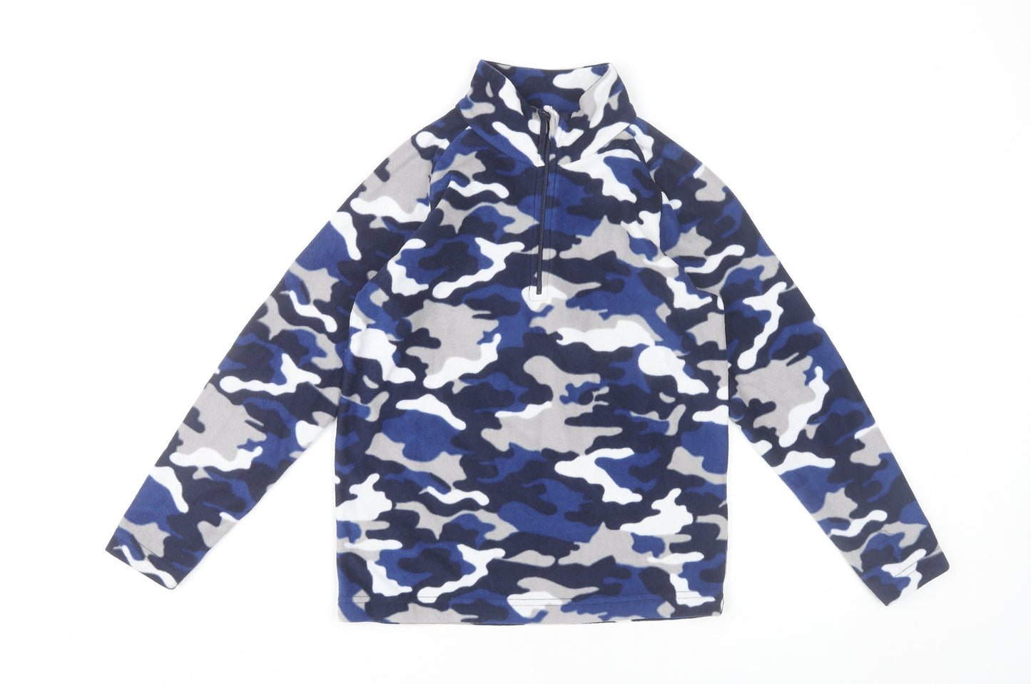 Mountain Warehouse Boys Blue Camouflage Fleece Sweatshirt 9-10Y 1/4 Zip