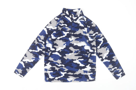 Mountain Warehouse Boys Blue Camouflage Fleece Sweatshirt 9-10Y 1/4 Zip