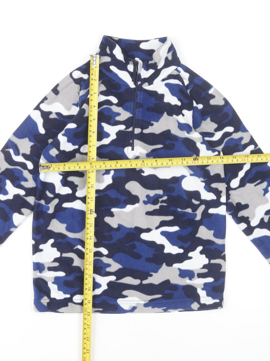 Mountain Warehouse Boys Blue Camouflage Fleece Sweatshirt 9-10Y 1/4 Zip