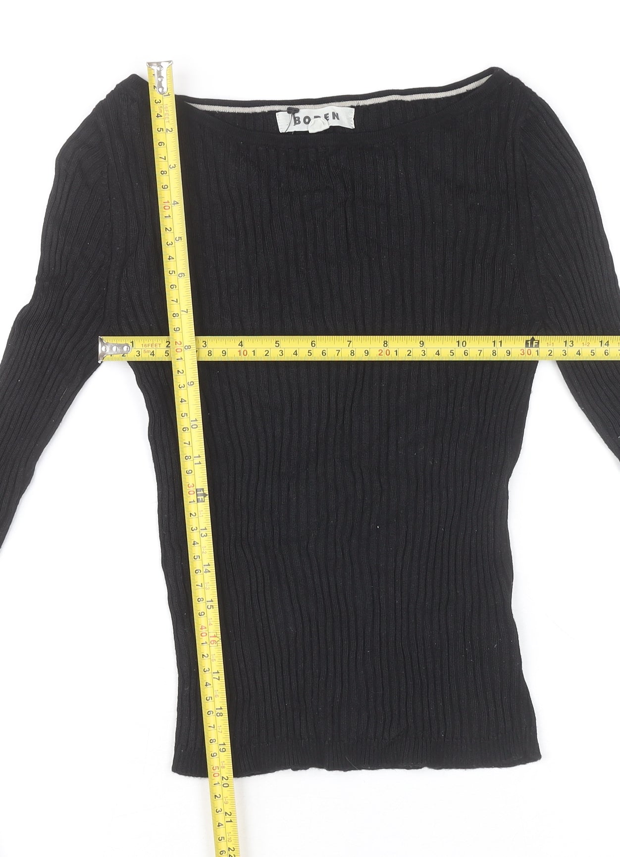 Boden Women’s Black Slim Fit Knit Boat Neck Top Size S