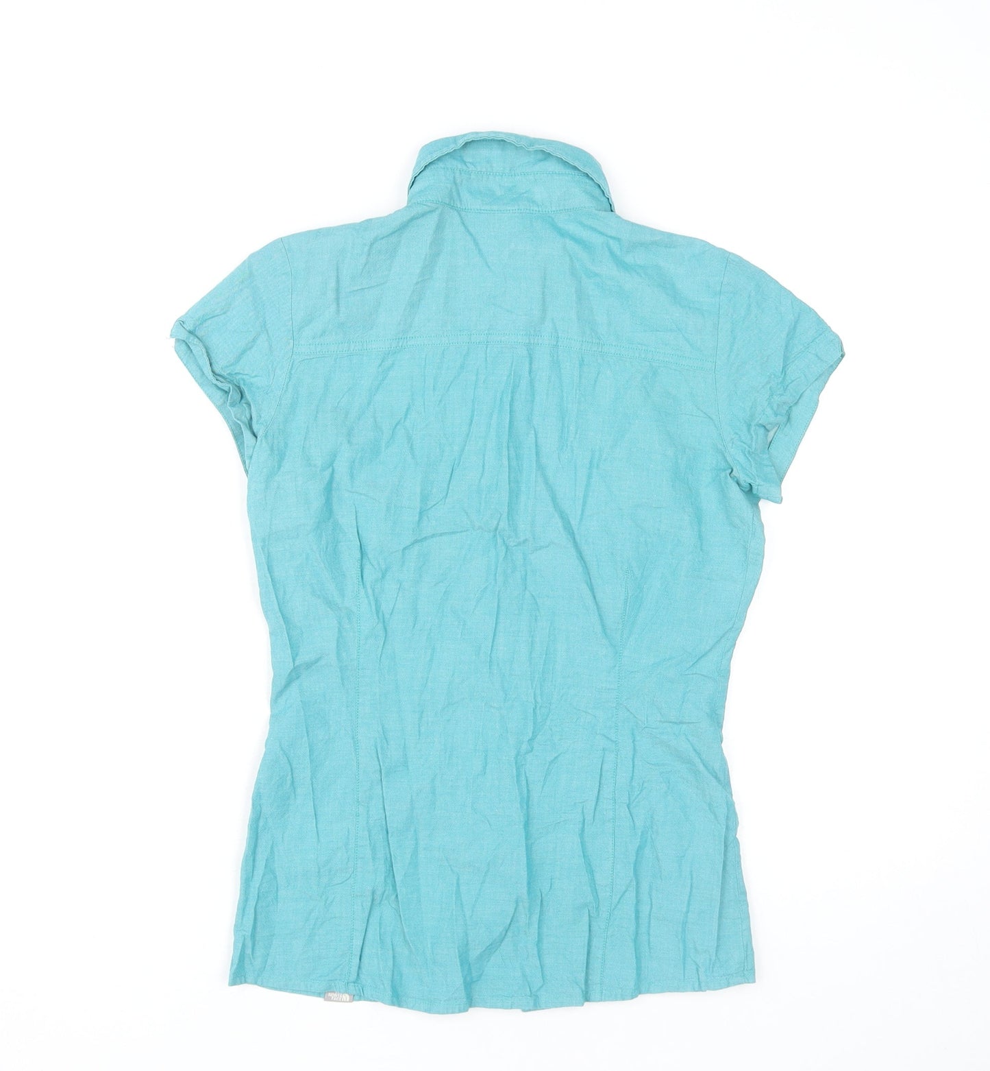 The North Face Womens Blue XS Short Sleeve Cotton Modal Button-Up Shirt