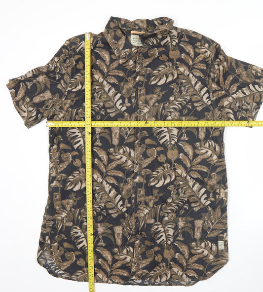 Jack & Jones Men’s Brown Hawaiian Floral Shirt XL Short Sleeve