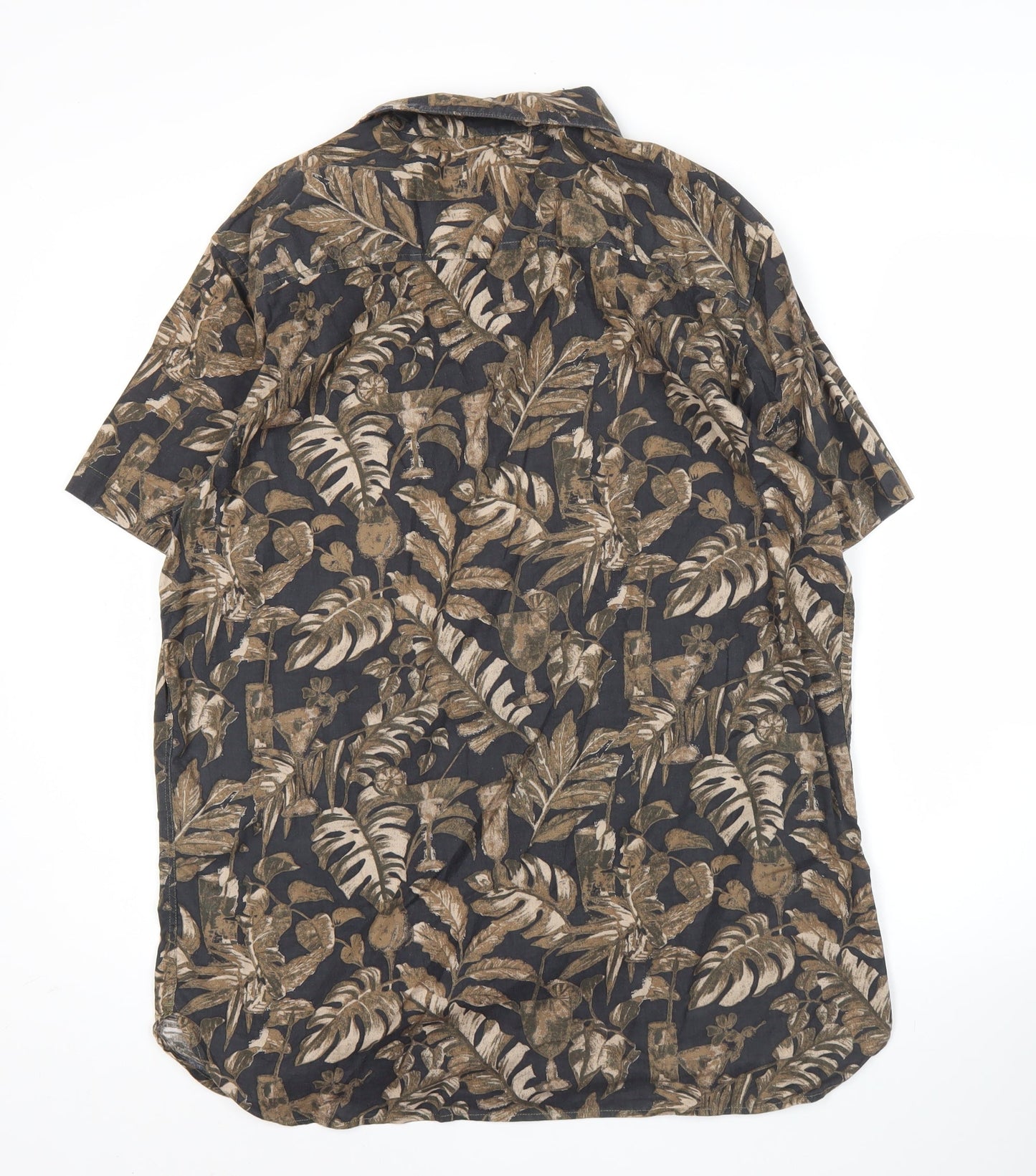 Jack & Jones Men’s Brown Hawaiian Floral Shirt XL Short Sleeve