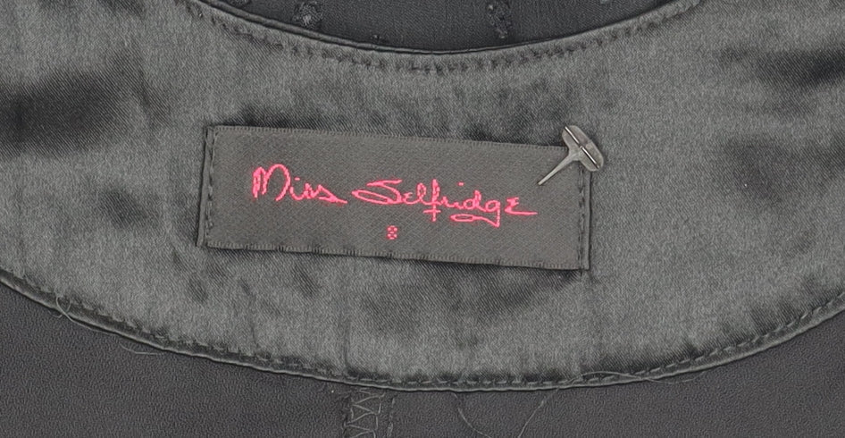 Additional view of Miss Selfridge women’s black, size UK 8, halter chiffon blouse