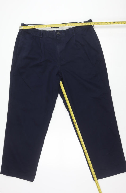 Lands' End Men's Blue Cotton Chino Trousers Size 38 Classic Fit