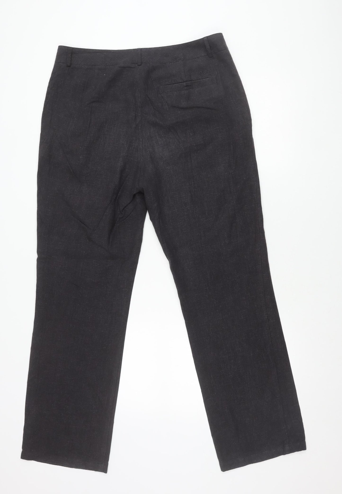 Rohan Mens Black Linen Blend Trousers Size 34 Regular Fit