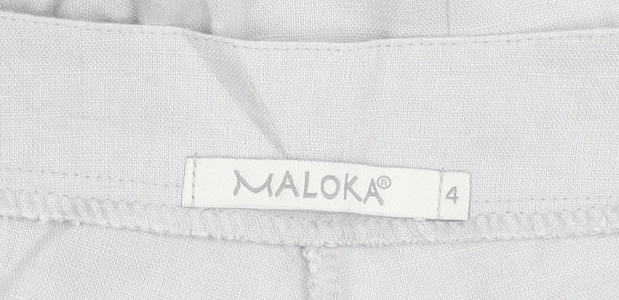 Maloka Womens Grey Linen Relaxed Straight Leg Trousers Size 4