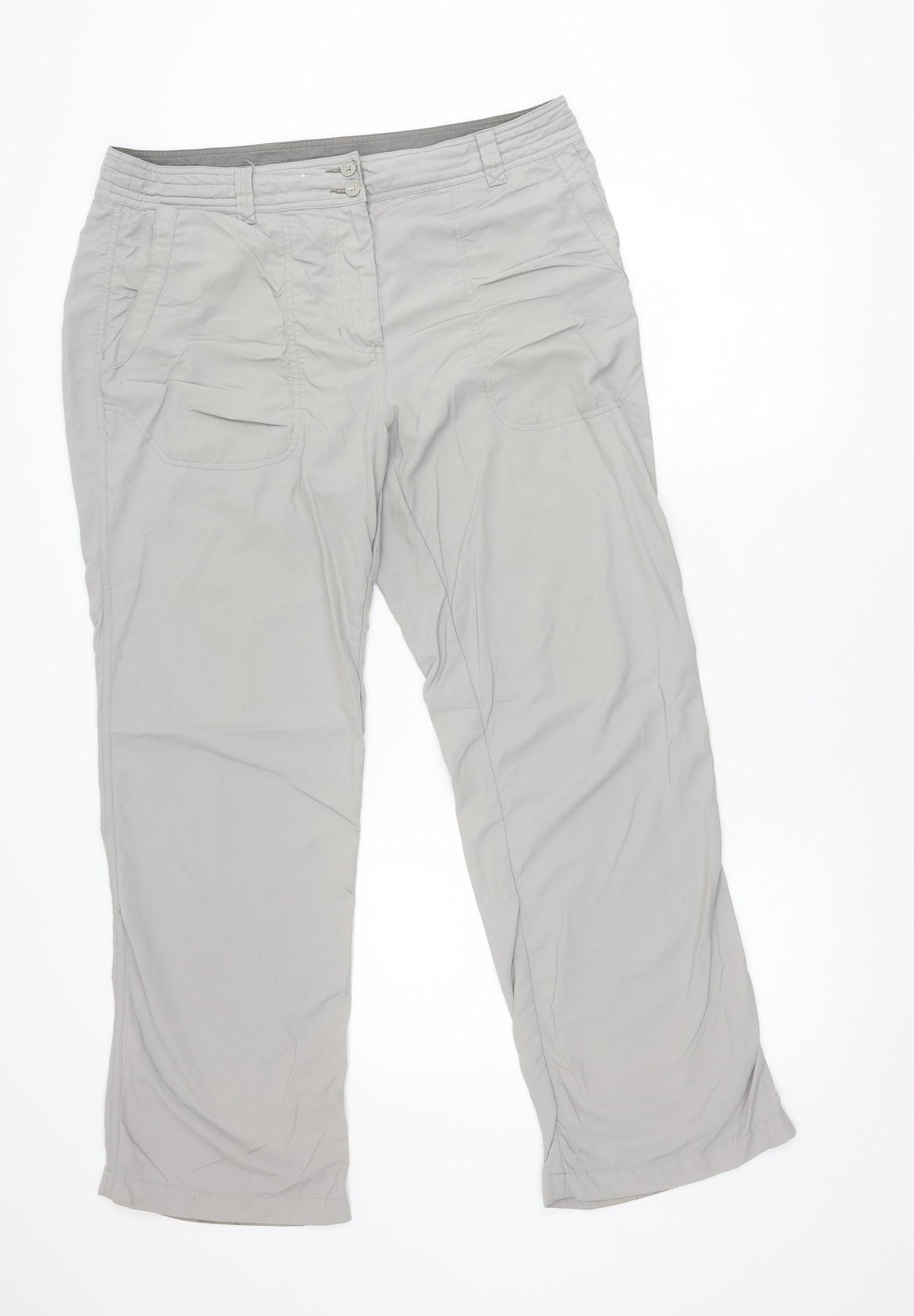 Rohan Womens Grey Cargo Travel Trousers Size 14 Short Polyamide