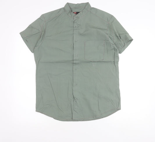 Diesel Men's Green M Regular Fit Short Sleeve Cotton Button-Up Shirt