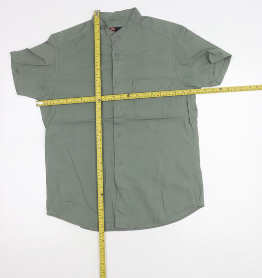 Diesel Men's Green M Regular Fit Short Sleeve Cotton Button-Up Shirt